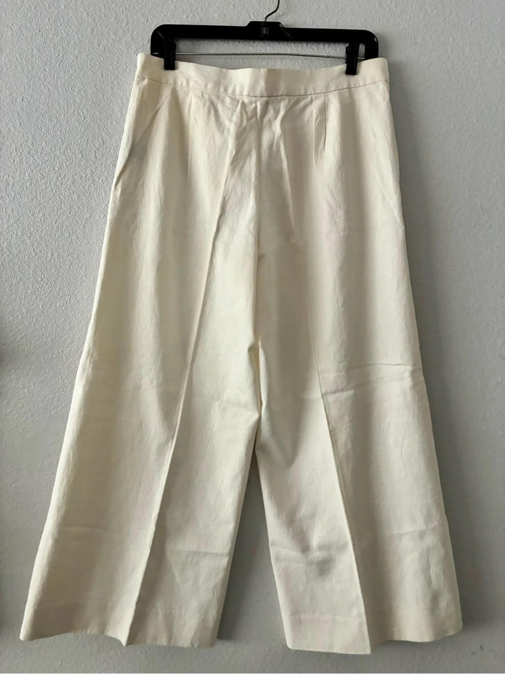VTG Lauren Ralph Lauren Colonial Cream 8 Linen Cotton Blend WIDE Leg Slacks